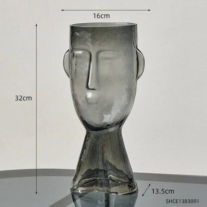 Glass Head-Shaped Decorative Vase – Unique Transparent Terrarium for Plants and Home Decor