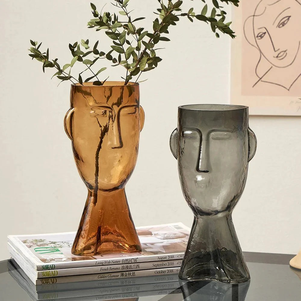 Glass Head-Shaped Decorative Vase – Unique Transparent Terrarium for Plants and Home Decor