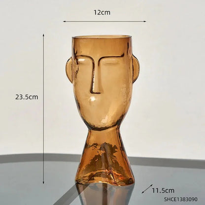 Glass Head-Shaped Decorative Vase – Unique Transparent Terrarium for Plants and Home Decor