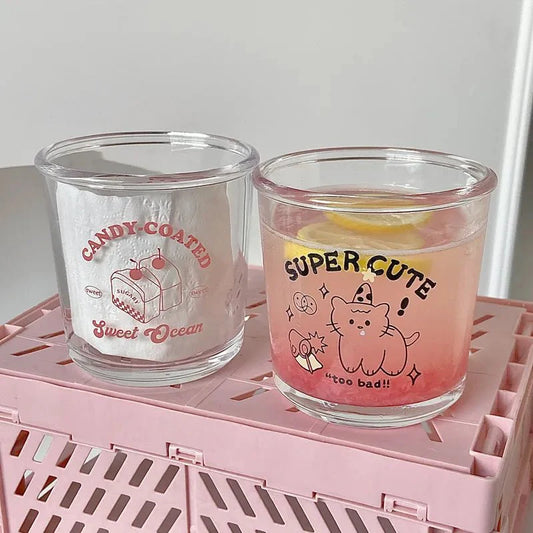 Cute Cartoon Animal Glass Cup – 300ml Fun and Playful Drinkware