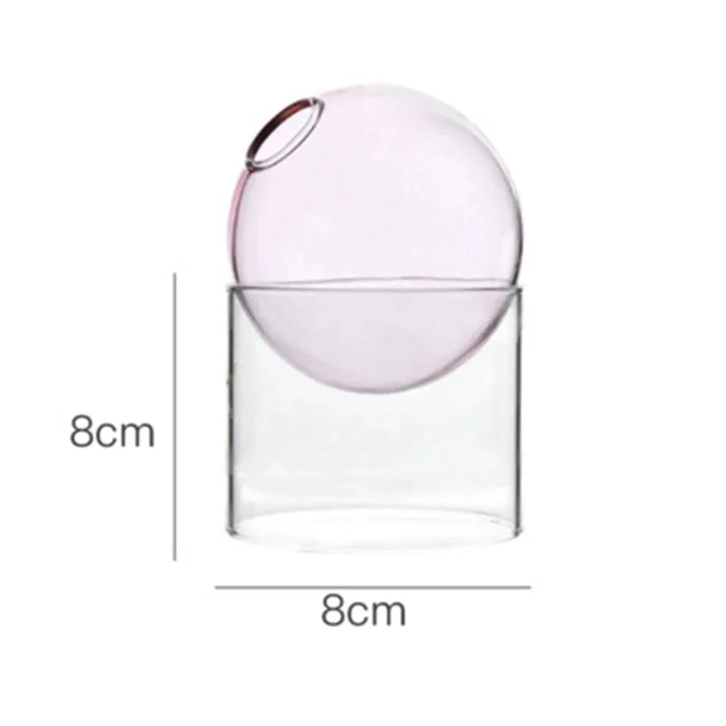 Decorative Round Modern Glass Vase – Stylish Clear Glass Vase for Hydroponic Arrangements and Flowers