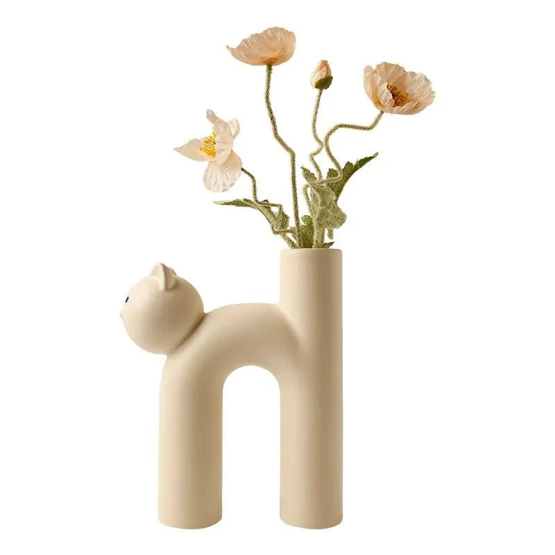 Cat-Shaped H-Tube Vase Decoration – Adorable Hydroponic Flower Display for Charming Home Decor