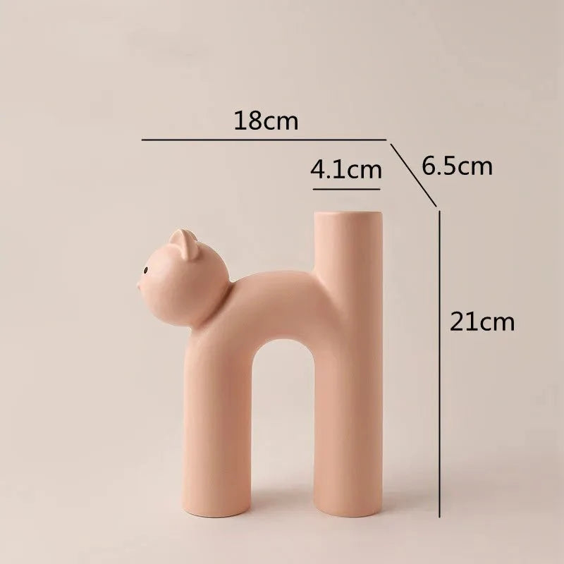 Cat-Shaped H-Tube Vase Decoration – Adorable Hydroponic Flower Display for Charming Home Decor