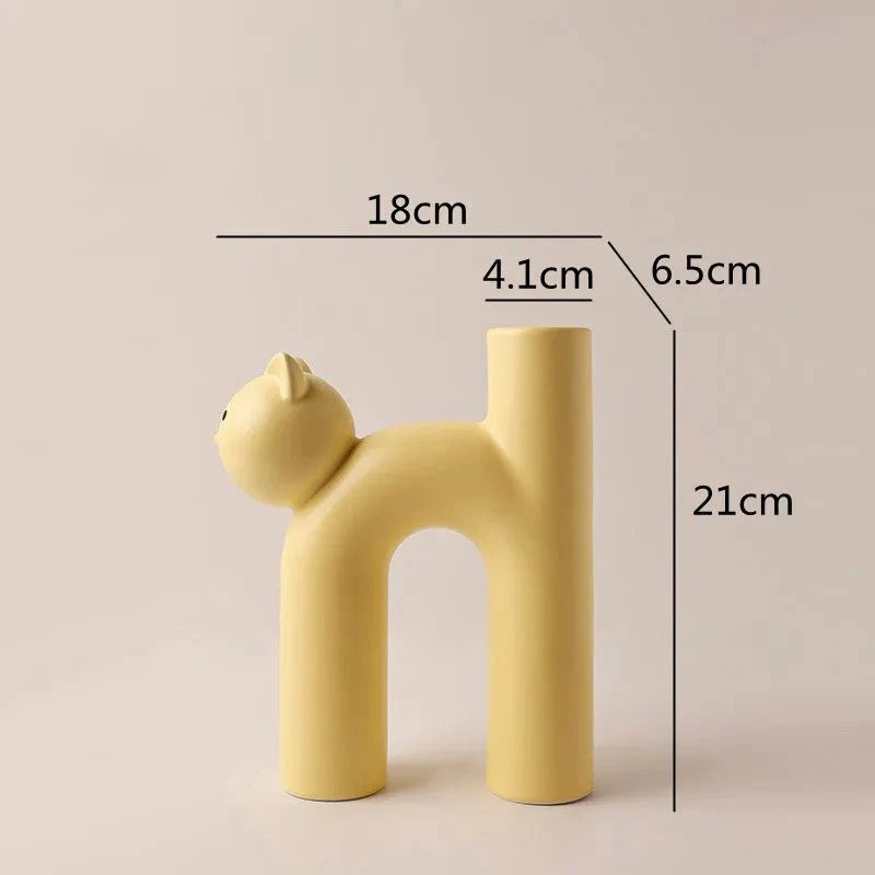 Cat-Shaped H-Tube Vase Decoration – Adorable Hydroponic Flower Display for Charming Home Decor