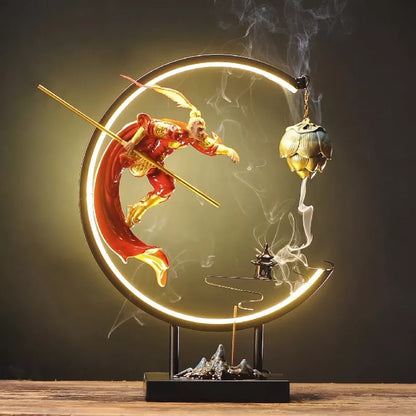 Monkey King Incense Burner Lamp – Inspired by Journey to the West, Perfect for Home Decor, Yoga, and Meditation