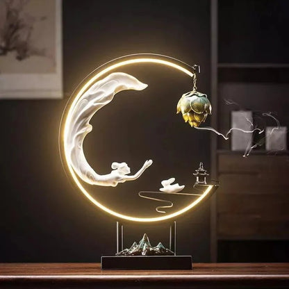 Celestial Lady Flying to the Moon Incense Burner Lamp – Handcrafted Backflow Burner Inspired by the Legend of Chang’e and Hou Yi