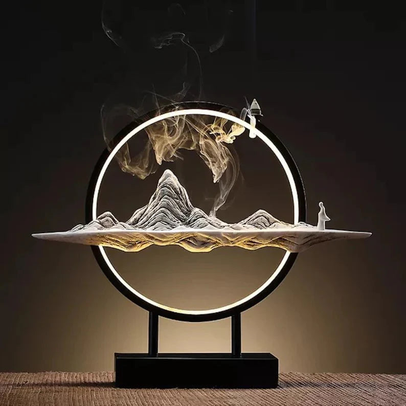 The Vast Land Incense Burner Lamp – Resin Lamp with Cascading Smoke for Meditation and Home Decor