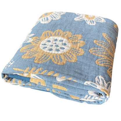 Japanese Soft Throw Blanket - 100% Cotton Anti-Pilling Blanket for Bed or Sofa, Perfect for All Seasons