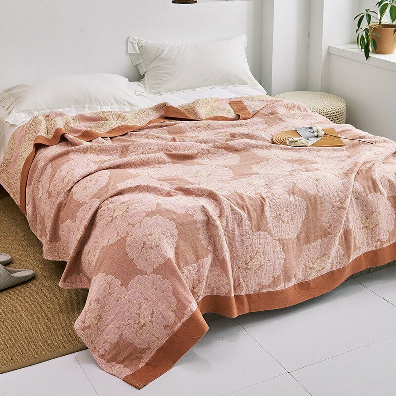 Japanese Soft Throw Blanket - 100% Cotton Anti-Pilling Blanket for Bed or Sofa, Perfect for All Seasons