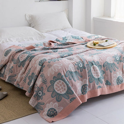 Japanese Soft Throw Blanket - 100% Cotton Anti-Pilling Blanket for Bed or Sofa, Perfect for All Seasons