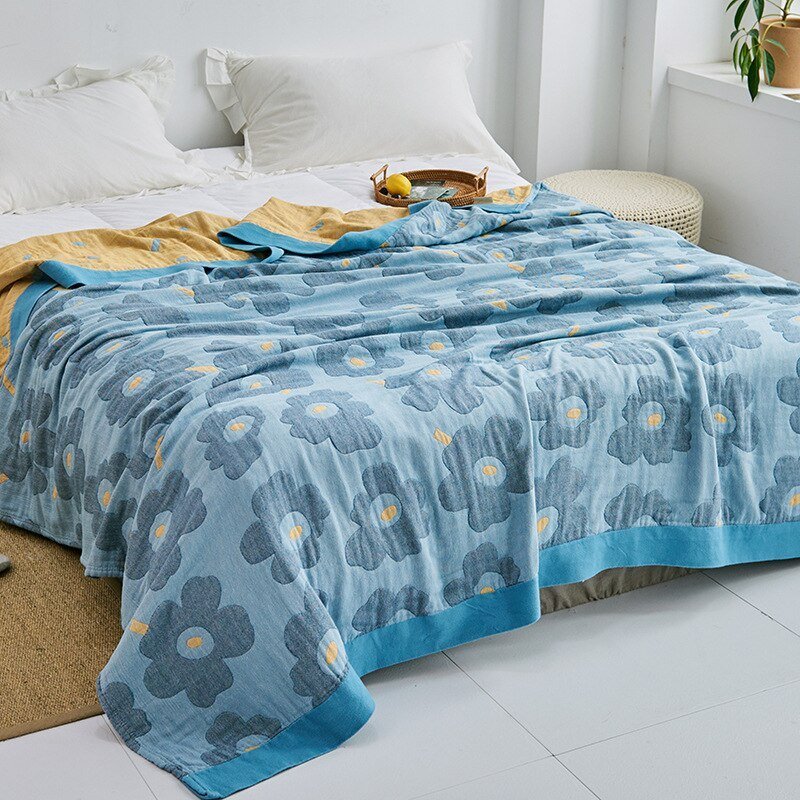 Japanese Soft Throw Blanket - 100% Cotton Anti-Pilling Blanket for Bed or Sofa, Perfect for All Seasons