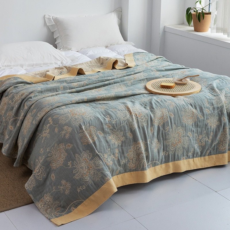 Japanese Soft Throw Blanket - 100% Cotton Anti-Pilling Blanket for Bed or Sofa, Perfect for All Seasons