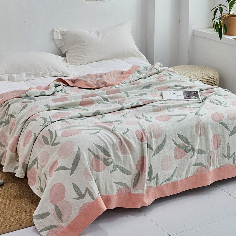 Japanese Soft Throw Blanket - 100% Cotton Anti-Pilling Blanket for Bed or Sofa, Perfect for All Seasons