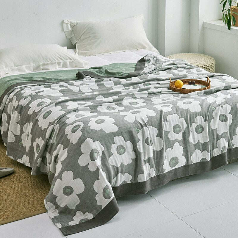 Japanese Soft Throw Blanket - 100% Cotton Anti-Pilling Blanket for Bed or Sofa, Perfect for All Seasons