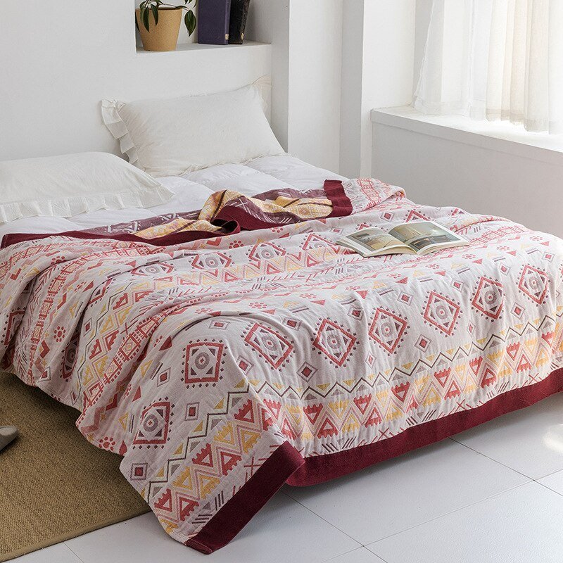 Japanese Soft Throw Blanket - 100% Cotton Anti-Pilling Blanket for Bed or Sofa, Perfect for All Seasons