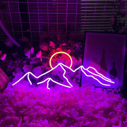 LED Mountain & Sun Neon Light Sign