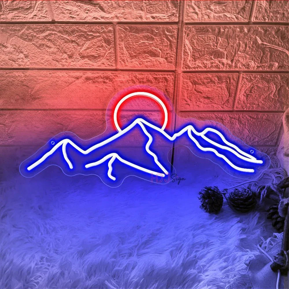 LED Mountain & Sun Neon Light Sign