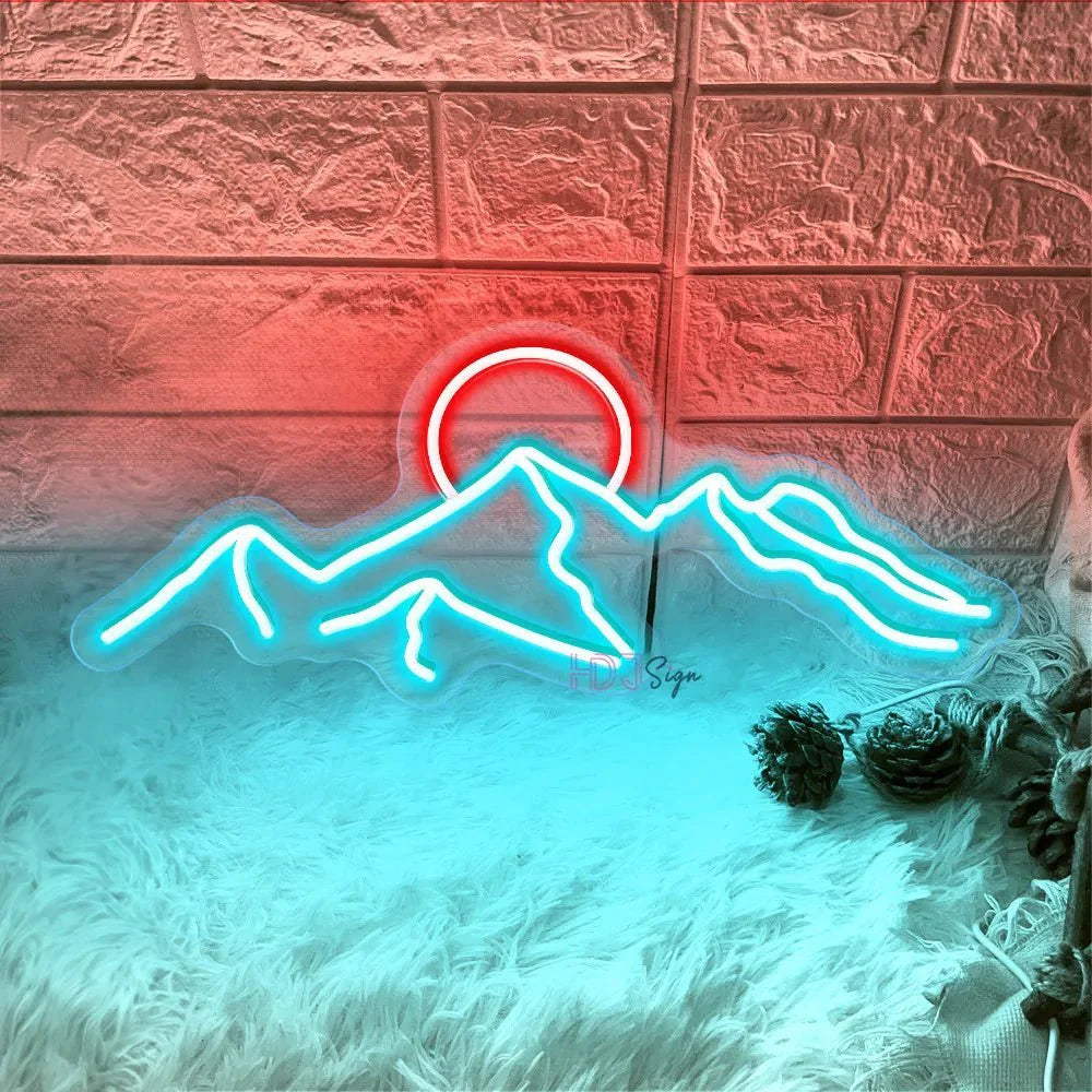 LED Mountain & Sun Neon Light Sign