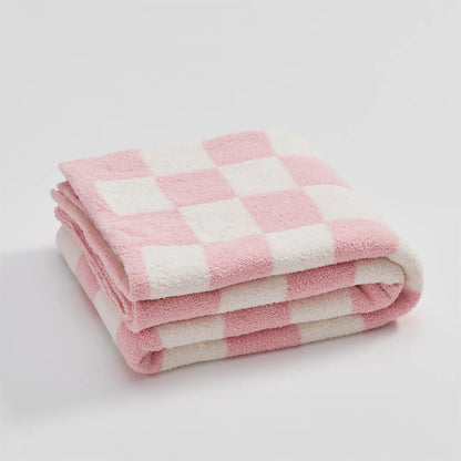 Luxurious Colourful Chequerboard Plaid Blanket - Soft Microfibre Anti-Pilling Throw for Bed or Sofa, Modern Style