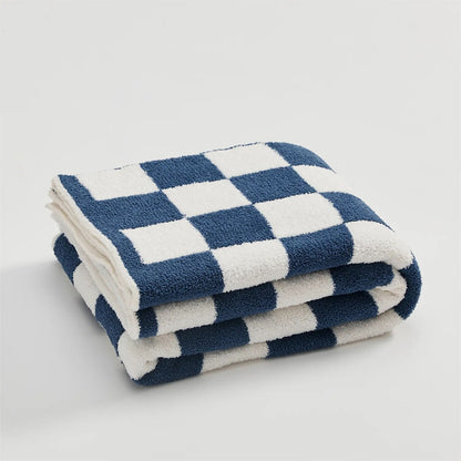 Luxurious Colourful Chequerboard Plaid Blanket - Soft Microfibre Anti-Pilling Throw for Bed or Sofa, Modern Style