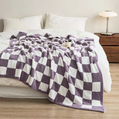 Luxurious Colourful Chequerboard Plaid Blanket - Soft Microfibre Anti-Pilling Throw for Bed or Sofa, Modern Style