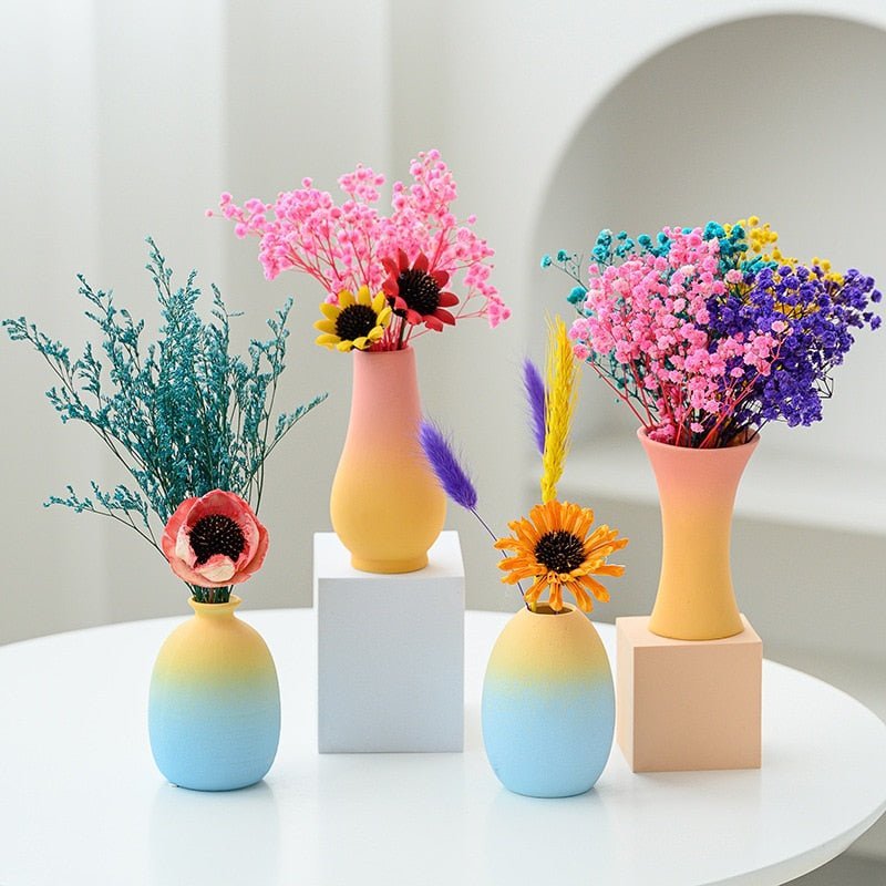 Macaron Coloured Ceramic Decorative Vase – Playful and Vibrant Accent for Modern Home Decor