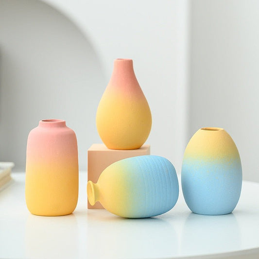 Macaron Coloured Ceramic Decorative Vase – Playful and Vibrant Accent for Modern Home Decor