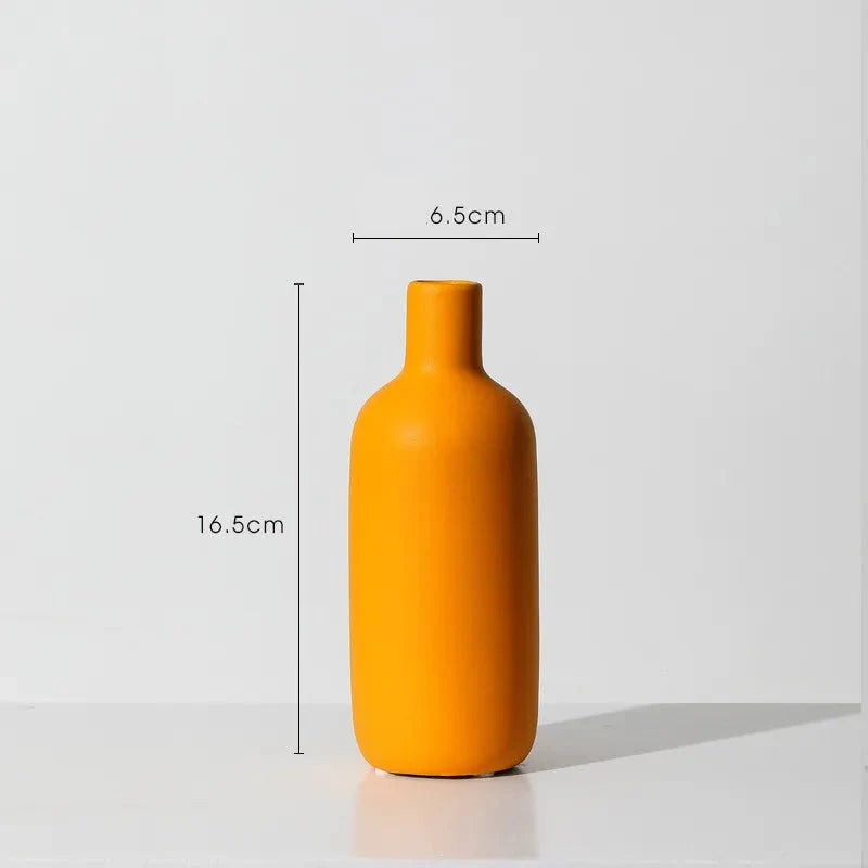 Bright Solid Colour Ceramic Vase – Vibrant Orange, Yellow, and Blue Vases for Colourful Home Decor