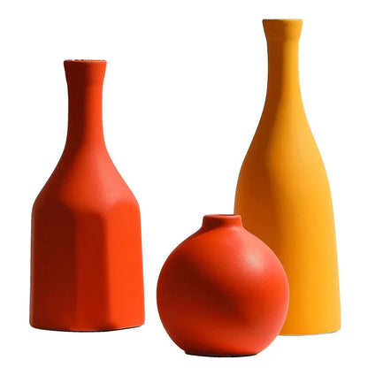 Bright Solid Colour Ceramic Vase – Vibrant Orange, Yellow, and Blue Vases for Colourful Home Decor