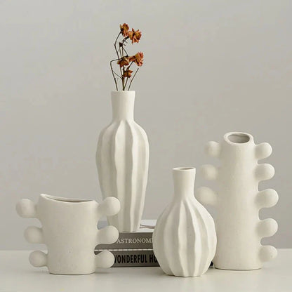 Unglazed Minimalist Ceramic Vase – Chic Decorative Accent for Modern Home and Office