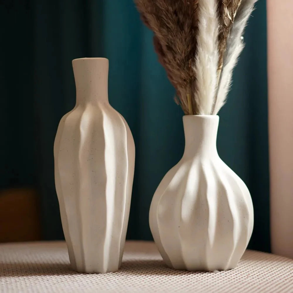 Unglazed Minimalist Ceramic Vase – Chic Decorative Accent for Modern Home and Office