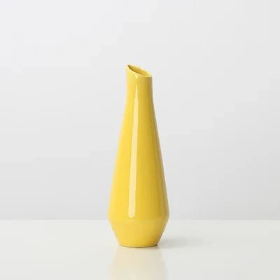 Bright Solid Colour Porcelain Vase – Modern Yellow Vase for Weddings, Dining Tables, and Home Decor