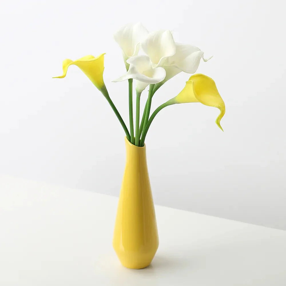 Bright Solid Colour Porcelain Vase – Modern Yellow Vase for Weddings, Dining Tables, and Home Decor