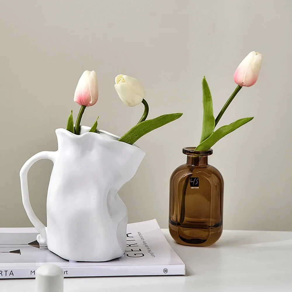 Modern Minimalist Irregular Ceramic Vase – Unique Decorative Vase for Sophisticated Home Decor