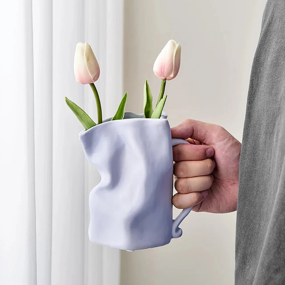 Modern Minimalist Irregular Ceramic Vase – Unique Decorative Vase for Sophisticated Home Decor