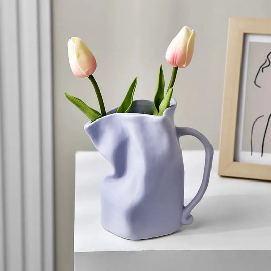 Modern Minimalist Irregular Ceramic Vase – Unique Decorative Vase for Sophisticated Home Decor