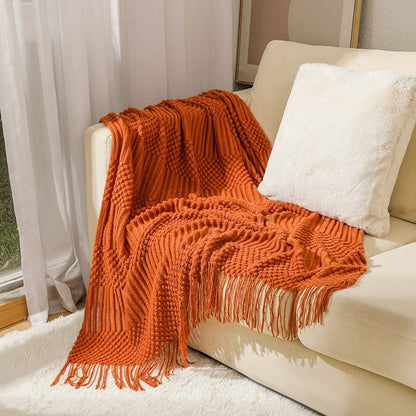 Nordic Solid Sofa Knitted Blanket - 100% Acrylic, Soft and Thick Throw for Cozy Comfort, Perfect for Spring/Autumn