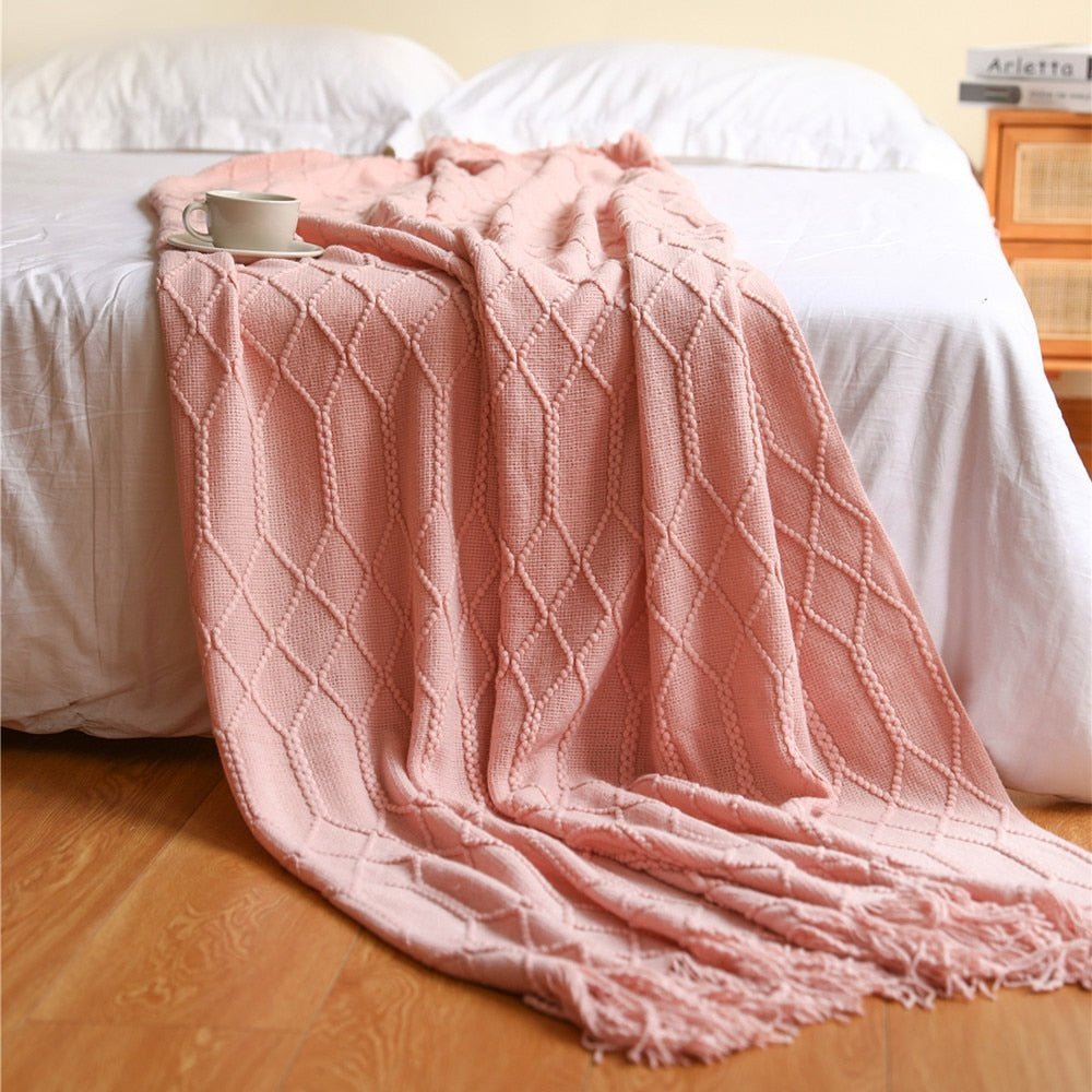 Nordic Solid Sofa Knitted Blanket - 100% Acrylic, Soft and Thick Throw for Cozy Comfort, Perfect for Spring/Autumn