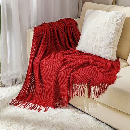 Nordic Solid Sofa Knitted Blanket - 100% Acrylic, Soft and Thick Throw for Cozy Comfort, Perfect for Spring/Autumn