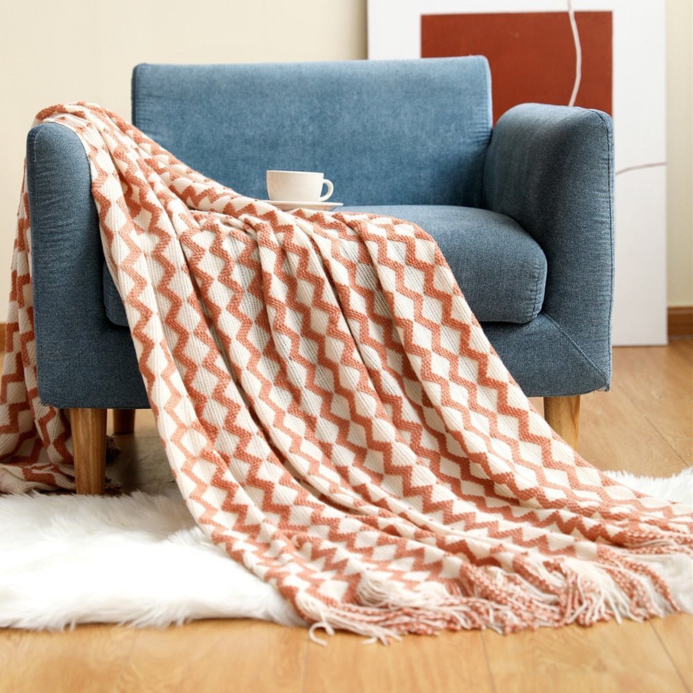 Nordic Solid Sofa Knitted Blanket - 100% Acrylic, Soft and Thick Throw for Cozy Comfort, Perfect for Spring/Autumn