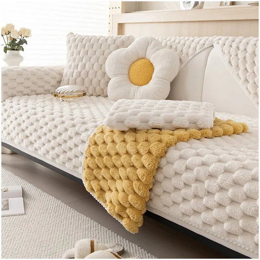 Pastel Color Thickened Plush Sofa Blanket