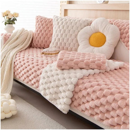 Pastel Color Thickened Plush Sofa Blanket