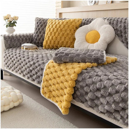 Pastel Color Thickened Plush Sofa Blanket