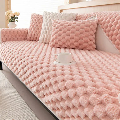 Pastel Color Thickened Plush Sofa Blanket