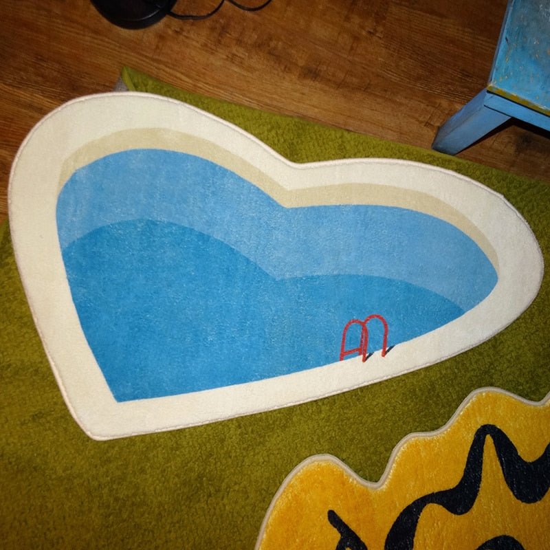 Peach Heart Swimming Pool Plush Rug