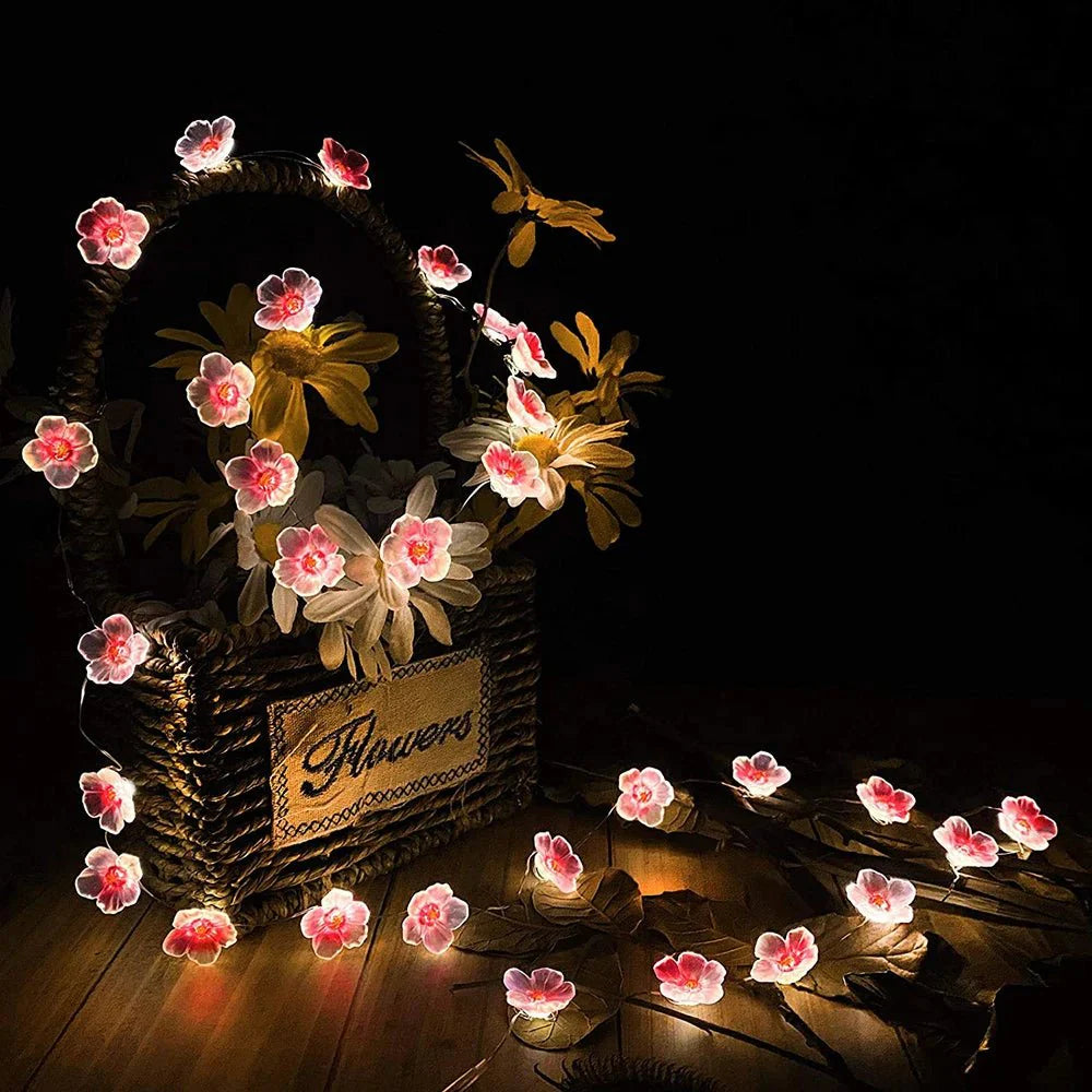 Pink Cherry Blossom Fairy Light Garland