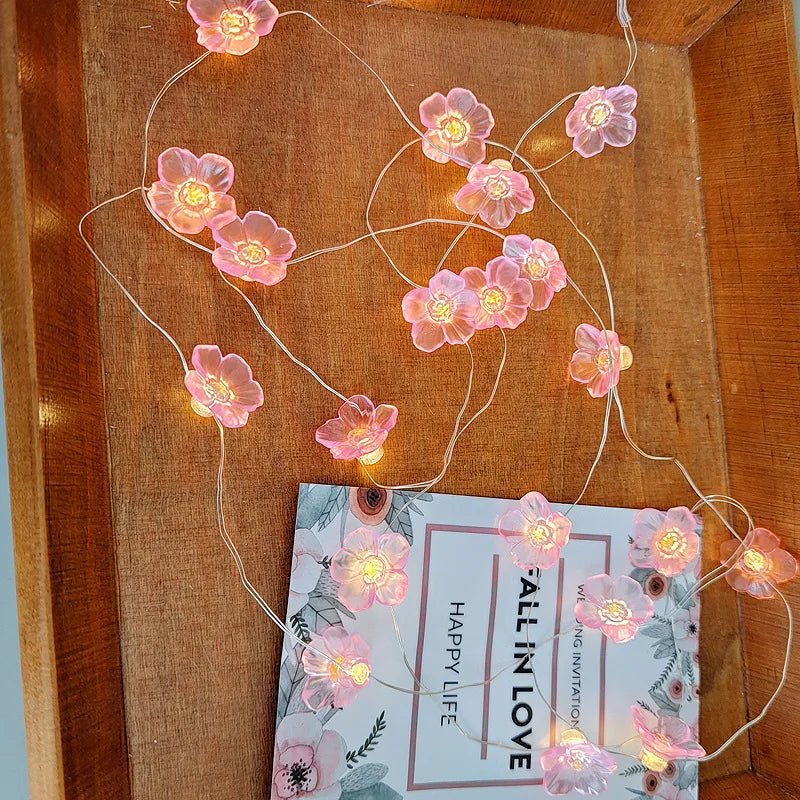 Pink Cherry Blossom Fairy Light Garland