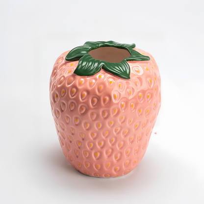 Sweet Strawberry Ceramic Vase – Charming Decorative Accent in Vibrant Colours