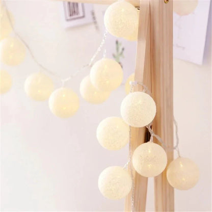 Pretty Pastel Cotton Ball Fairy Lights Garland