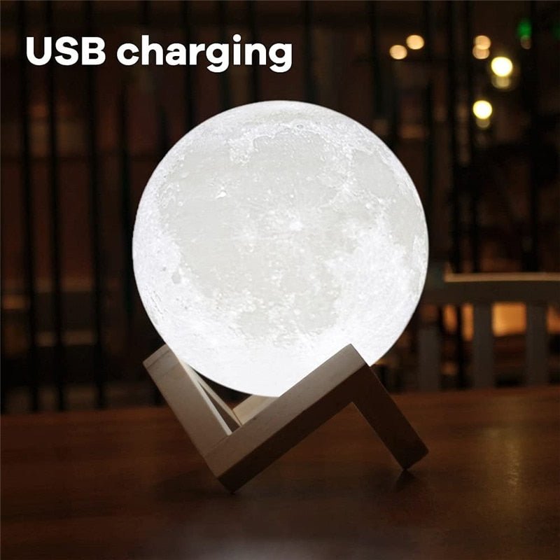 Rechargeable LED Two Colour Moon Lamp